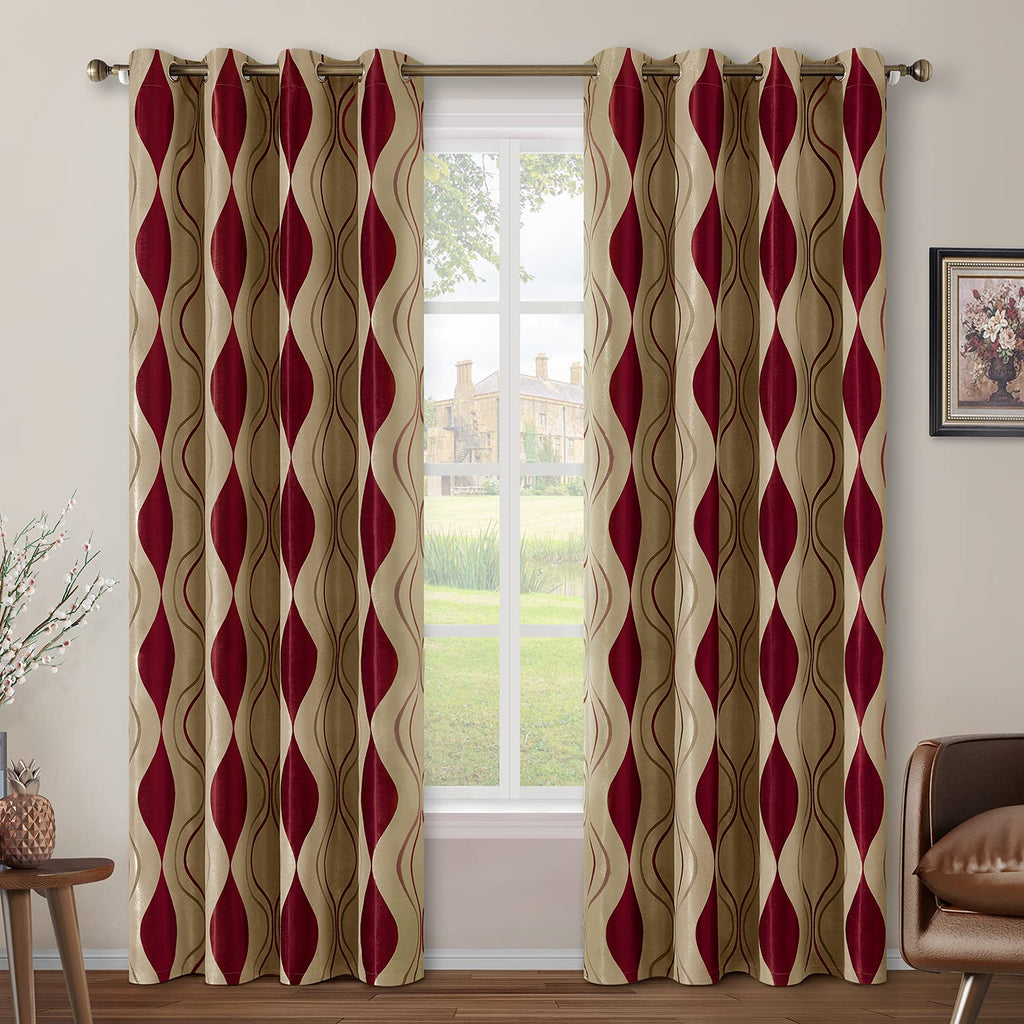 Wave Jacquard Grommet Curtains, Set of Two