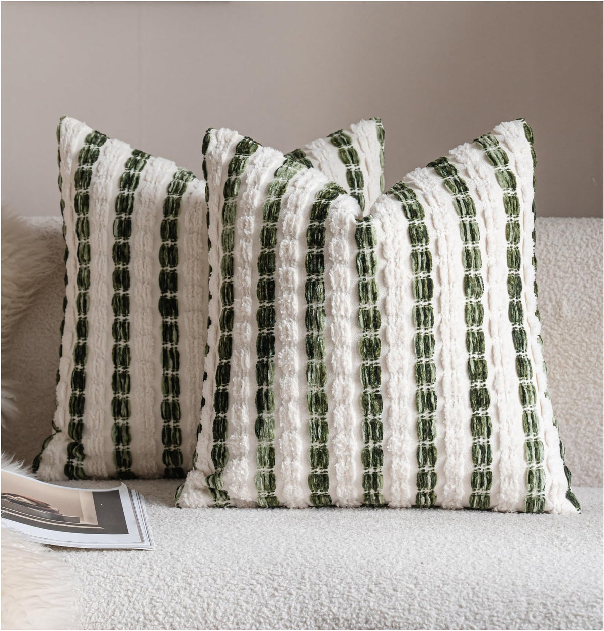 Striped Chenille Pillow Covers