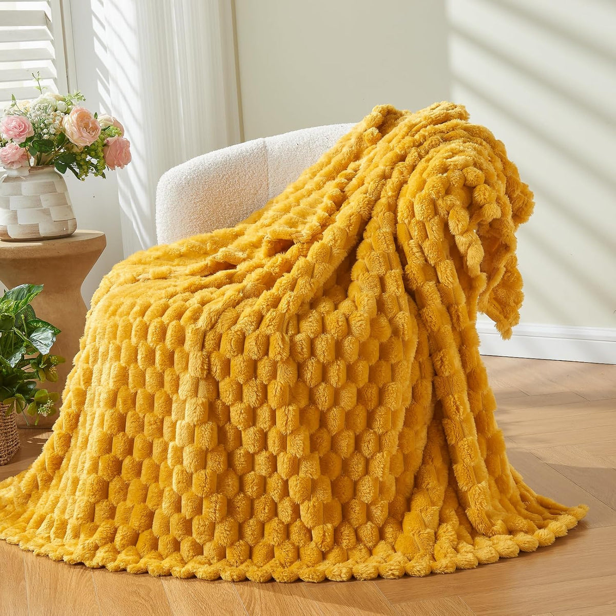 Ribbed Fleece Throw Blanket