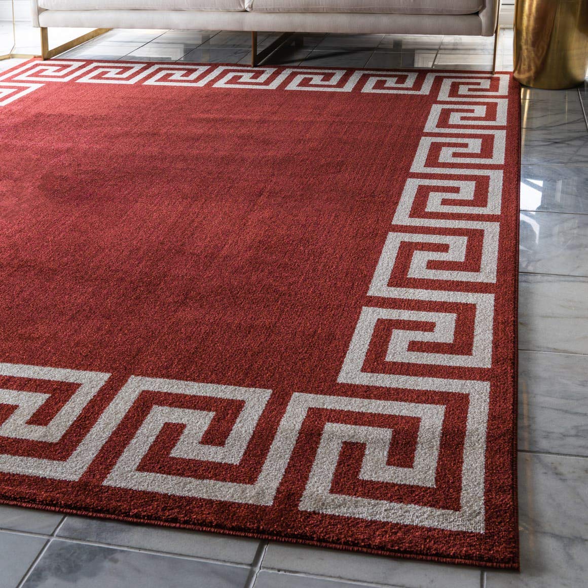Unique Loom Athens Collection Classic Geometric Modern Border Design Area Rug