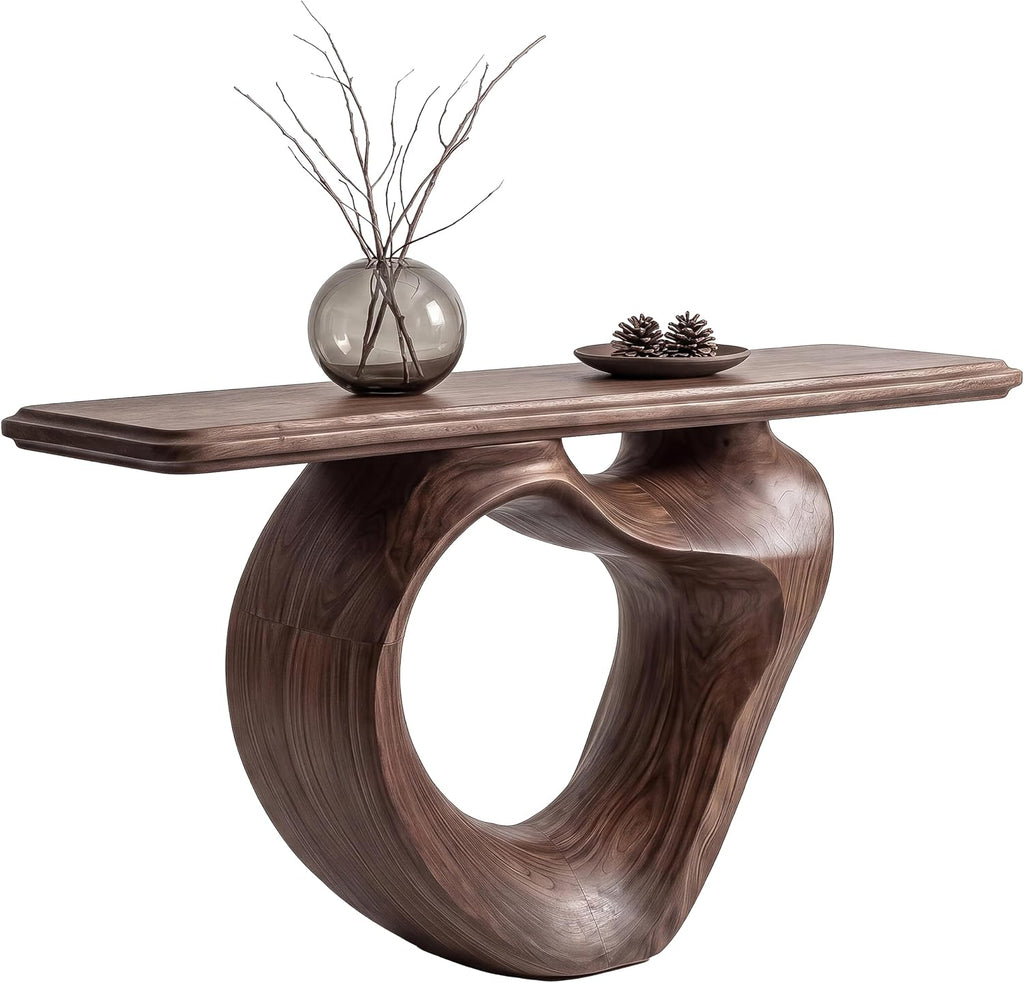 Monkey Pod Console Table No. 11, Hand-Carved Live Edge