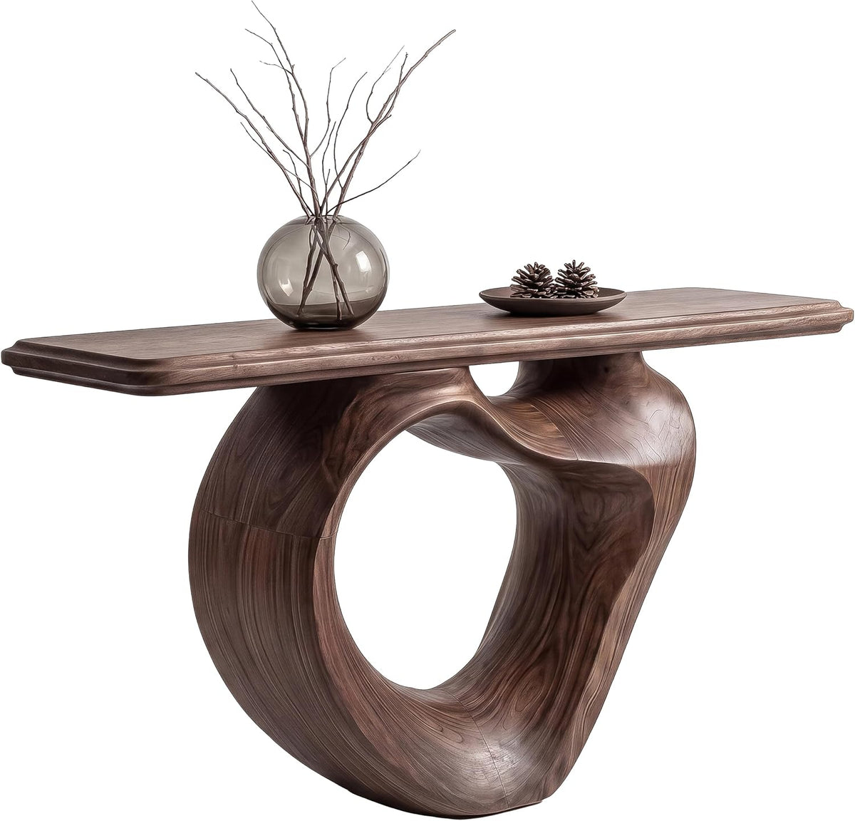 Monkey Pod Console Table No. 11, Hand-Carved Live Edge