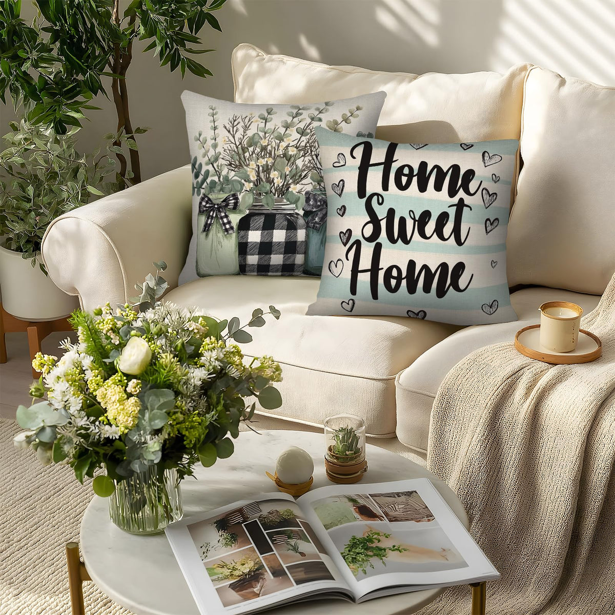 Boho Throw Pillows Covers 18X18 Set of 4, Terracotta Cushion