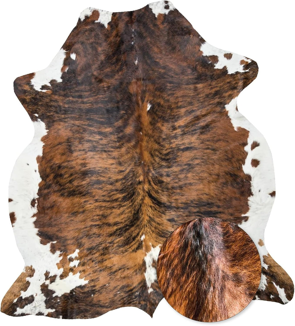 HIDES BAZAAR Brown Brindle Cowhide Rug 5x7 ft, Real Hair on Hide Area Rug