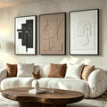 Framed 3D Geometric Sandstone Wall Art – Set of 3