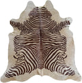 Sunshine Cowhides 100% Genuine Zebra Print Brown on Beige Cowhide Rug - Modern