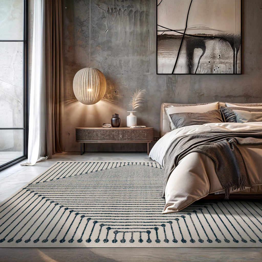 Rugshop Contemporary Bohemian Stripe Area Rug 7'10" x 10' Black