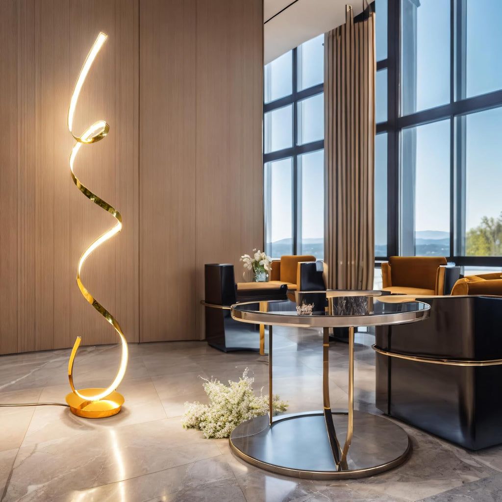 3 Color Temperature LED 60W 59inches Golden Electroplated Floor Lamp with Remote