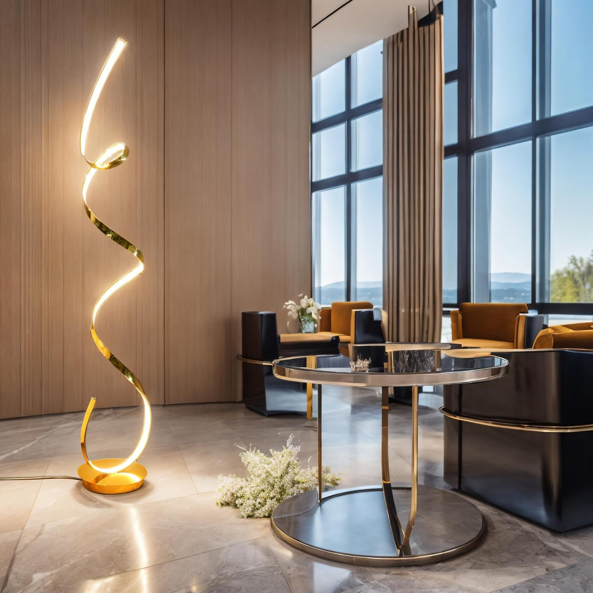 3 Color Temperature LED 60W 59inches Golden Electroplated Floor Lamp with Remote