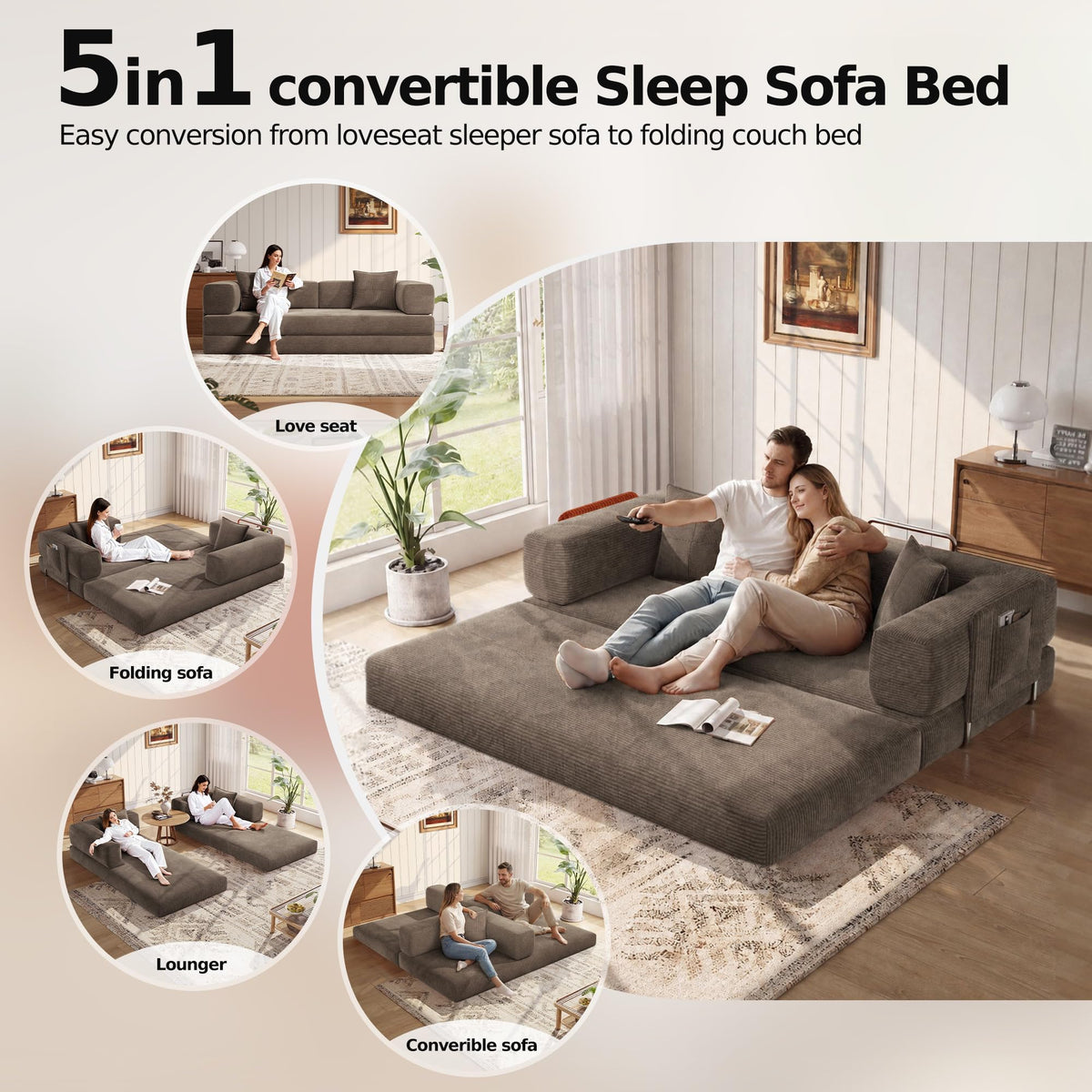 78.8'' Futon Sofa Bed, Boneless Couches for Living Room