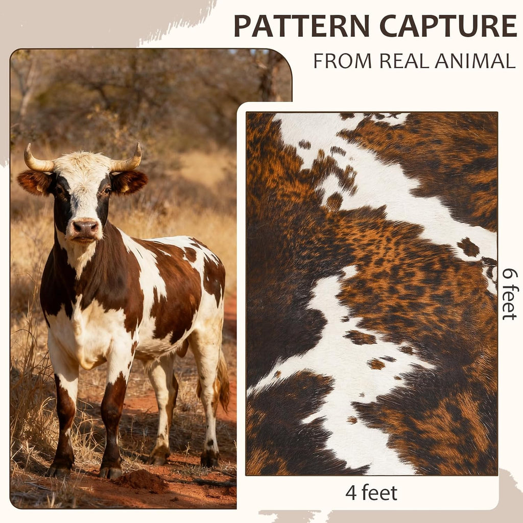 BENRON Soft Cowhide Rug 4x6, Faux Cow Hide Rug for Living Room Bedroom