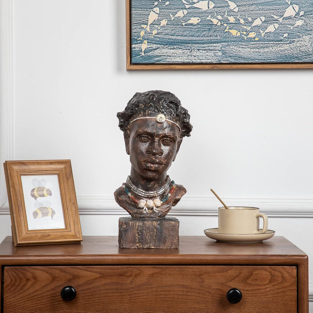 Leekung African Statues for Home Decor, African Art Sculptures Man Statue