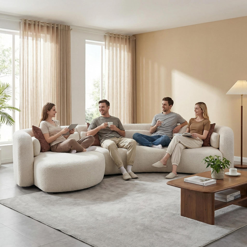102.36" Curved Sectional Sofa, Gray Velvet 4-Seat Couch
