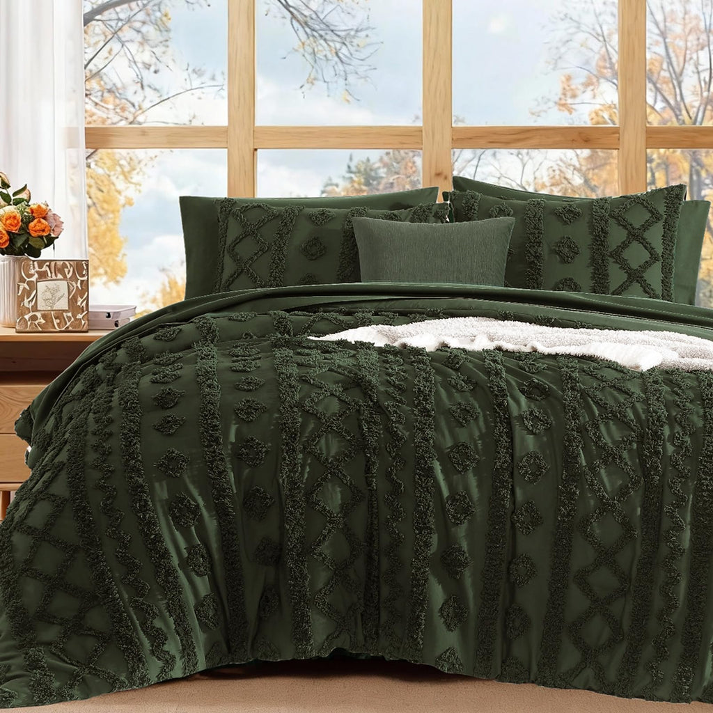 King Size Comforter Set- 7 Pieces Tufted Bed in a Bag King Bedding Sets