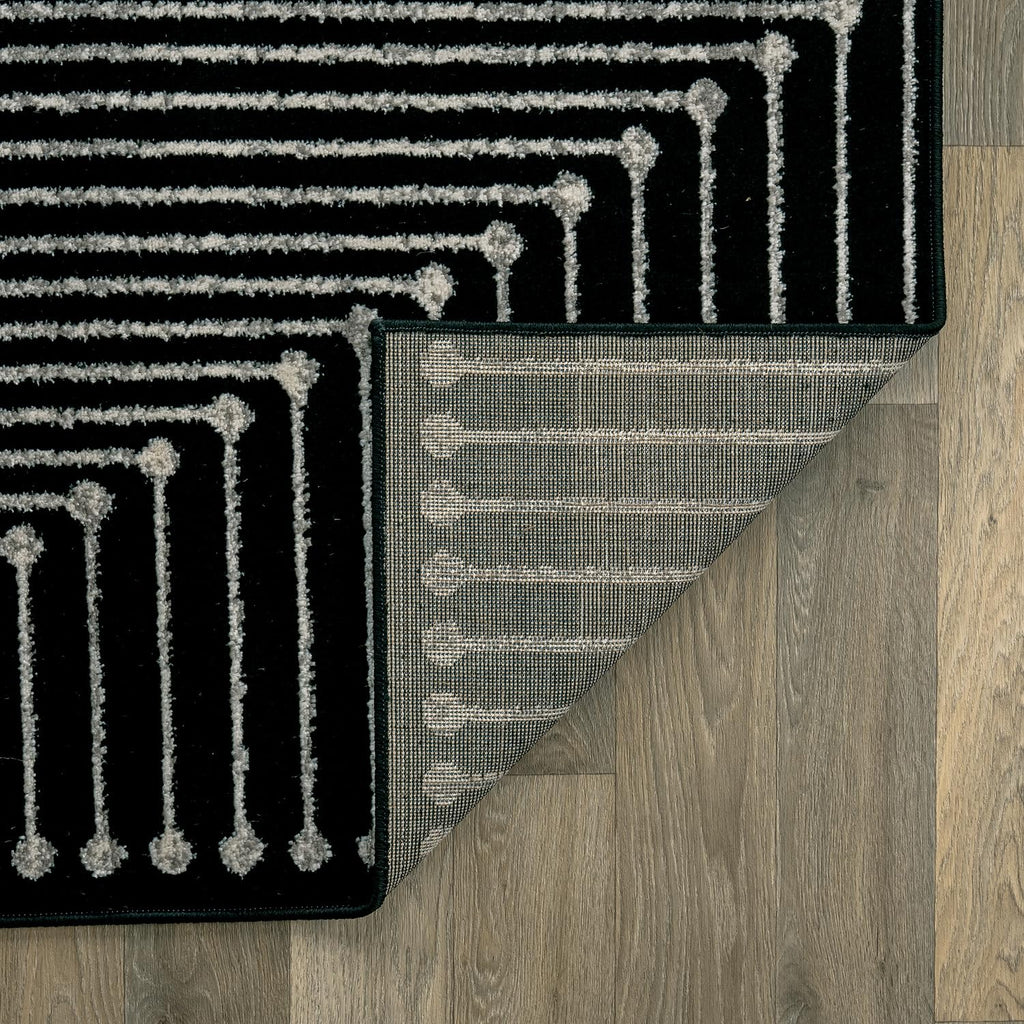 Rugshop Contemporary Bohemian Stripe Area Rug 7'10" x 10' Black