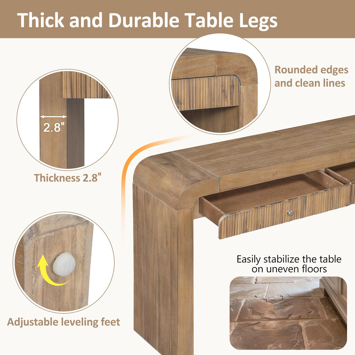 47.24" Fiberglass Entryway Table, Narrow Long Console Table, Modern Wavy Design Sofa Table Entrance Table for Living Room,Foyer,Hallway,No Need Assembly