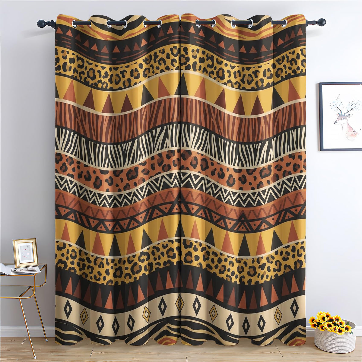 Mud Cloth Blackout Grommet Curtains