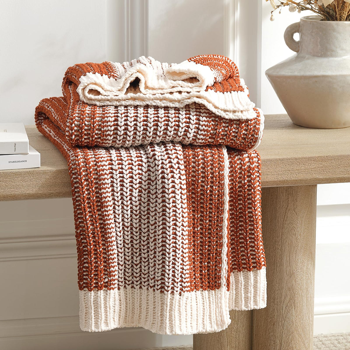 Moss-Stitch Chenille Throw Blanket