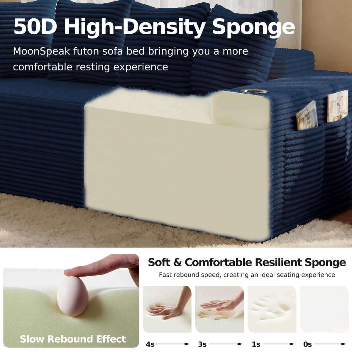 78.8'' Futon Sofa Bed, Boneless Couches for Living Room