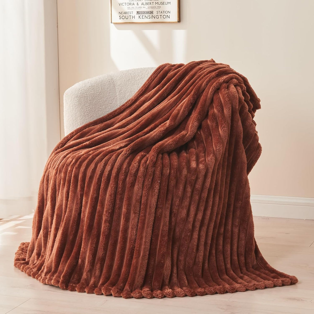 Ribbed Fleece Throw Blanket