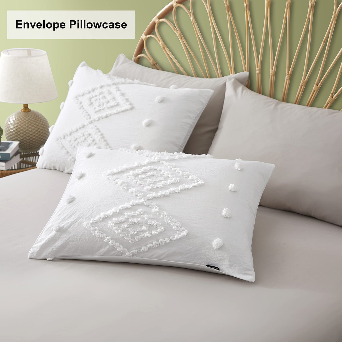 Oli Anderson Tufted Boho Queen Duvet Cover Set, Pumpkin Brown, 3 Pieces