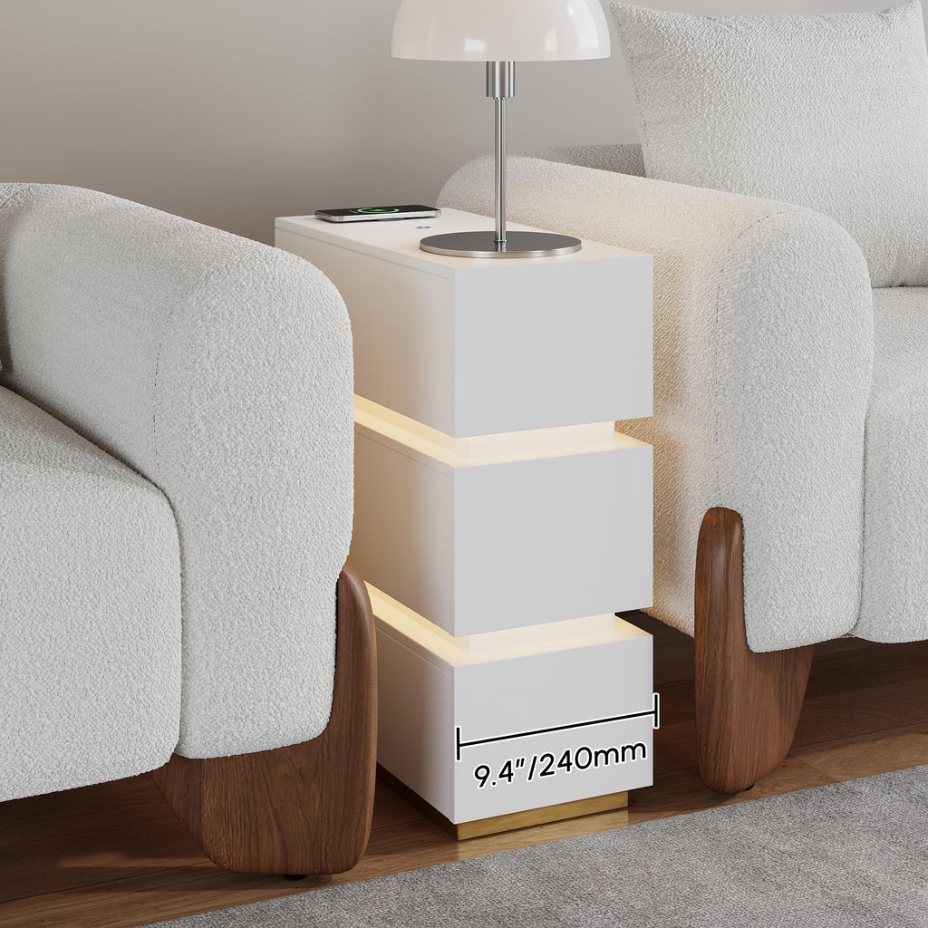 Narrow Smart Nightstand with Wireless Charging