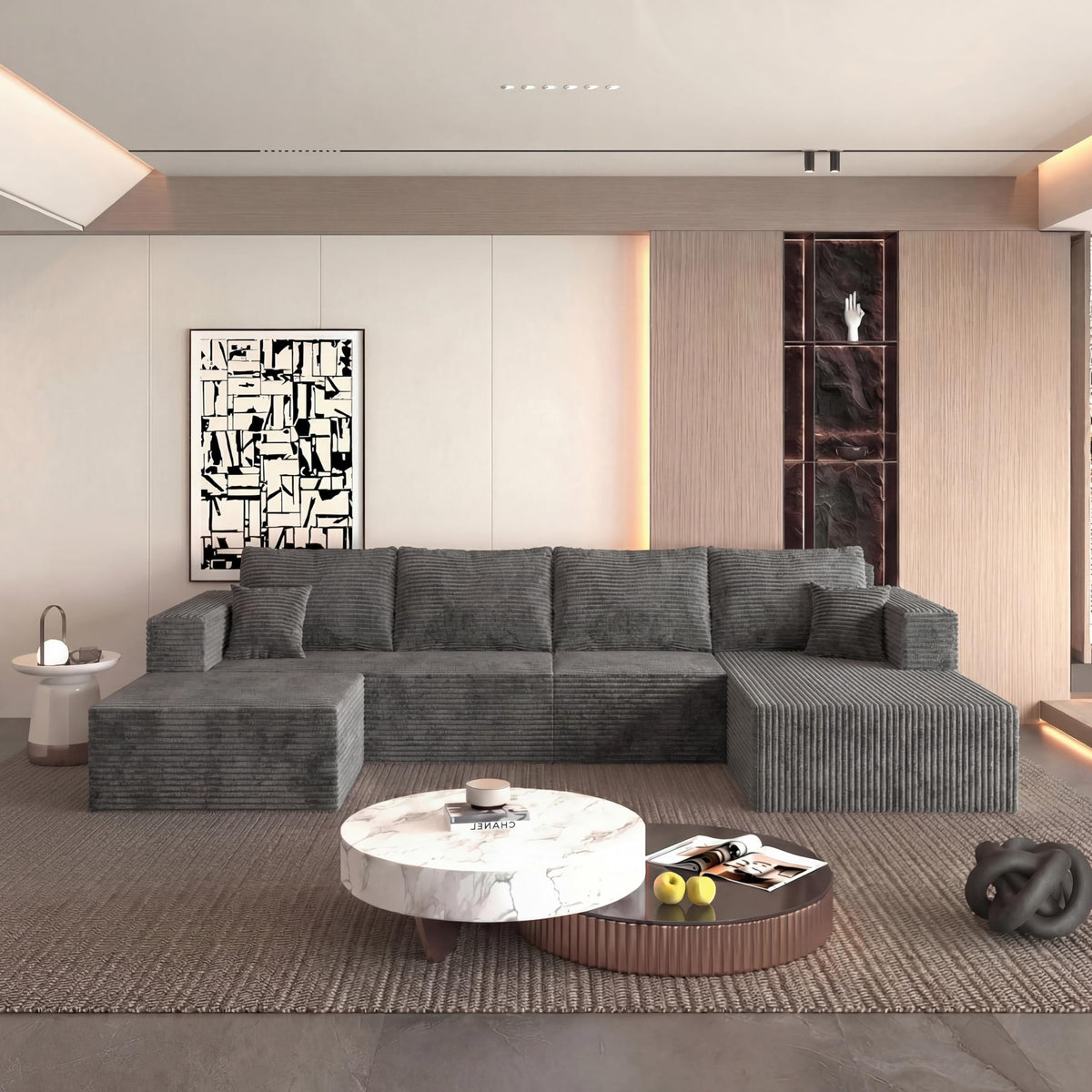 118" Modular Sectional Sofa with Chaise&Ottoman