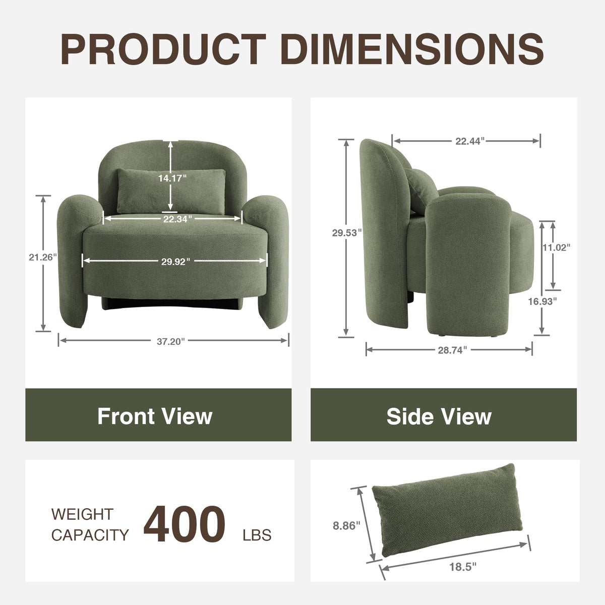LOULENS Accent Chair Set of 2, Linen Fabric Lounge Armchair, Yellow