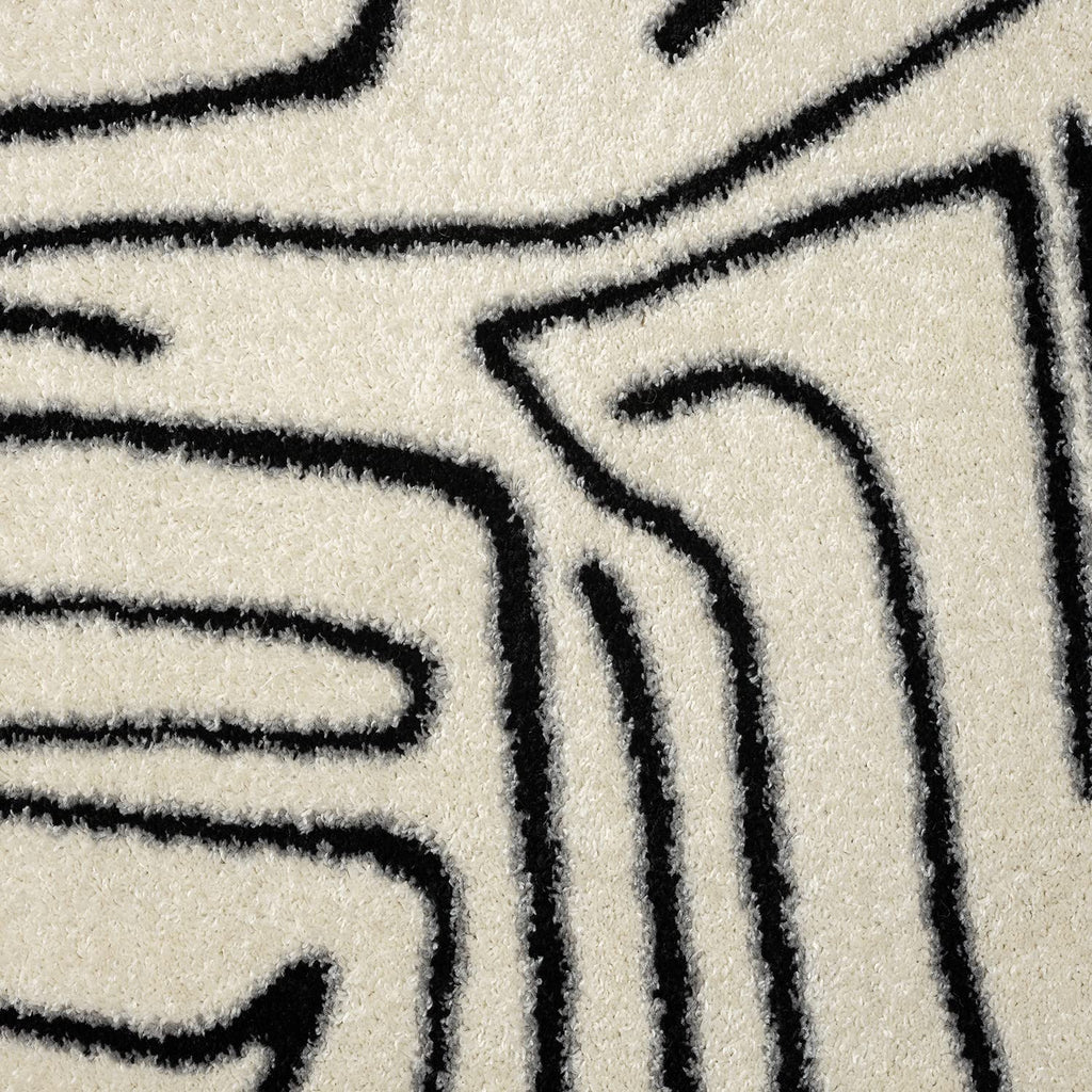 Abani Abstract Beige/Black Area Rug - 5'x8' - Modern Animal/Natural Lines Design -