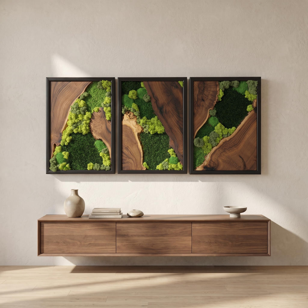 Preserved Moss Wall Art in Cedar Frame