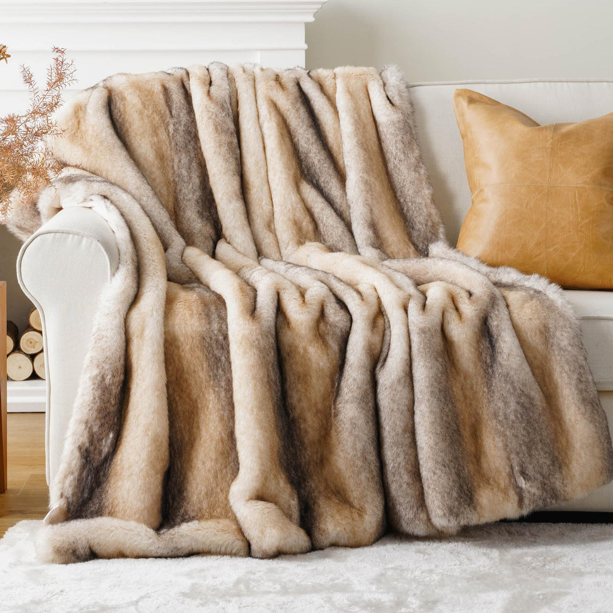 Shaggy Faux Fur Throw Blanket