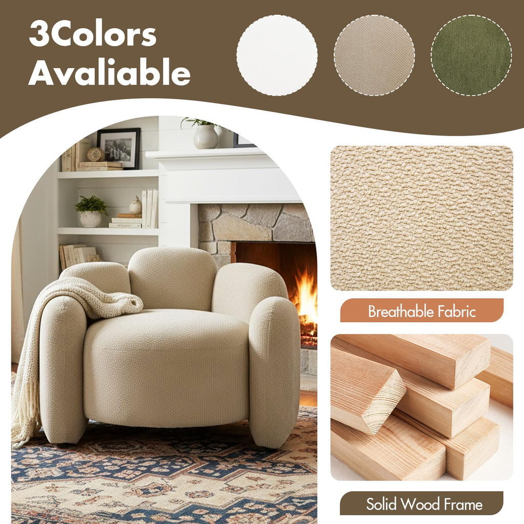 Hyfirm Sculptural Barrel Accent Chairs Set of 2, Cream White