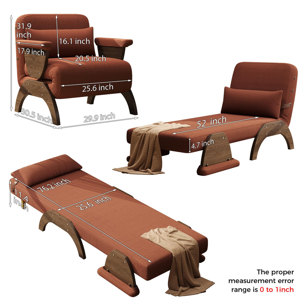 JASIWAY 47" 3-in-1 Convertible Sofa Sleeper Chair Bed for Adults, Futon