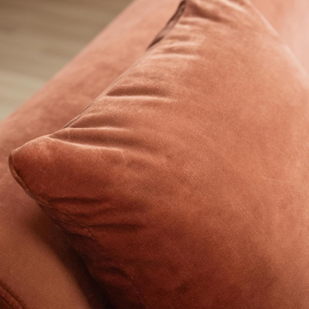 Acanva Mellow Modern Tight Curved Back Velvet Sofa, 4 Seater Modular