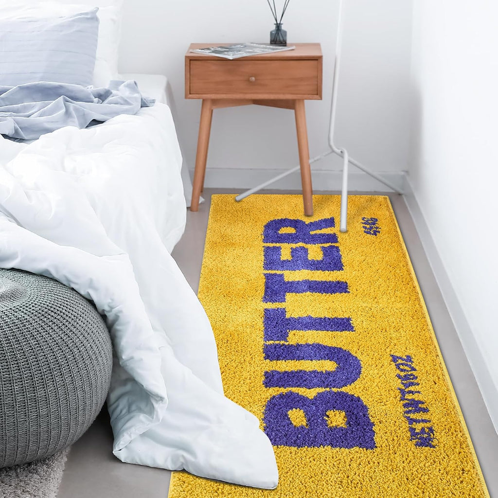 Butter Rug - Bright Yellow Plush Shaggy Non Slip Runner Kitchen Mat and Ultra Soft Accent Rug for Living Room Bedroom or Entryway - 47"x20" Fluffy Indoor Carpet