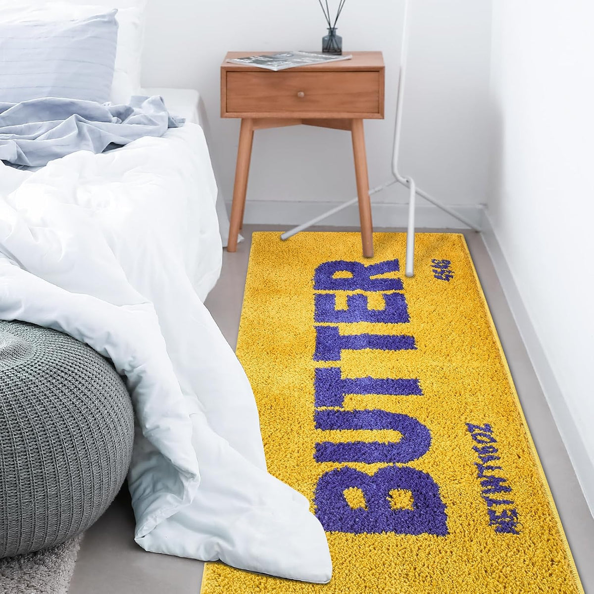 Butter Rug - Bright Yellow Plush Shaggy Non Slip Runner Kitchen Mat and Ultra Soft Accent Rug for Living Room Bedroom or Entryway - 47"x20" Fluffy Indoor Carpet
