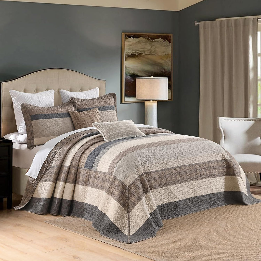SahSahCasa 128"x120" 100% Cotton Oversized California King XL Bedspread Coverlet