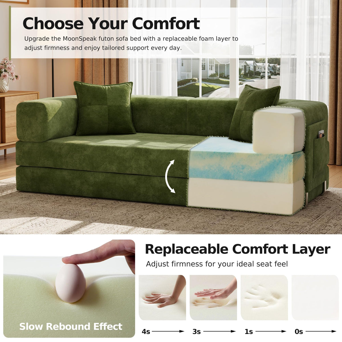 78.8'' Futon Sofa Bed, Boneless Couches for Living Room