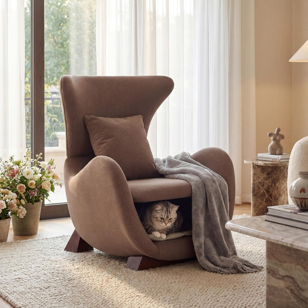 Merax Modern Accent Chair with Pet Cave & Storage