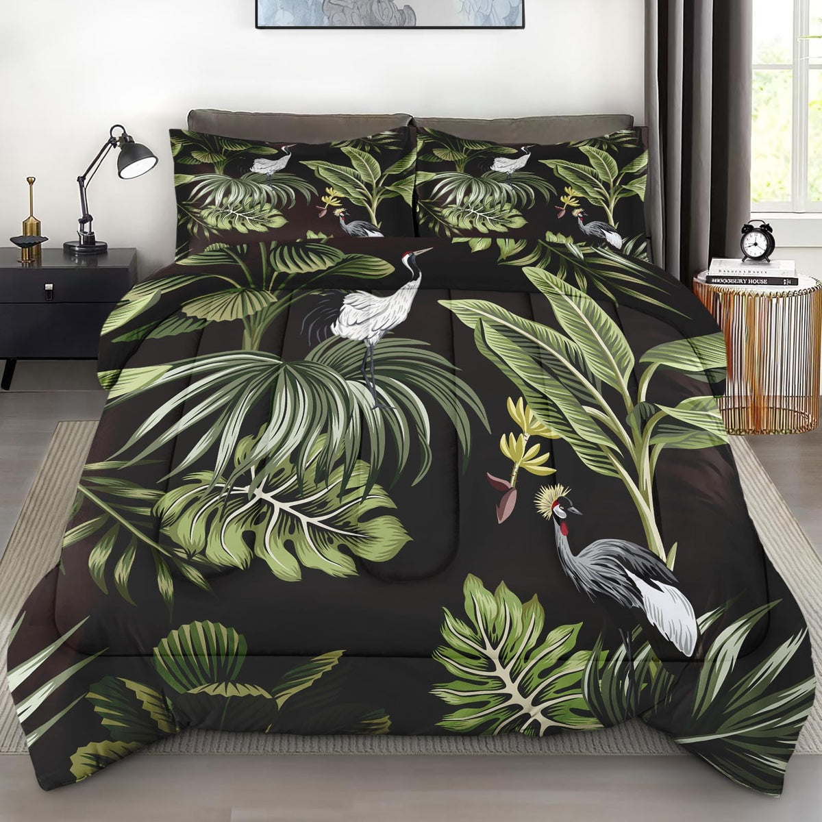Pamnest Queen Comforter Set, 3 Pieces African Floral Bedding, All Season