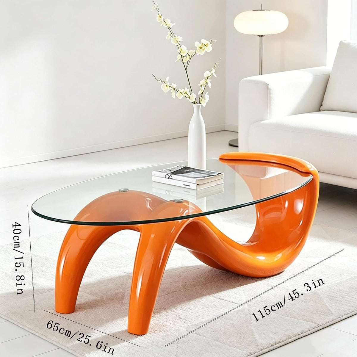 Orange Oval Glass-Top Coffee Table