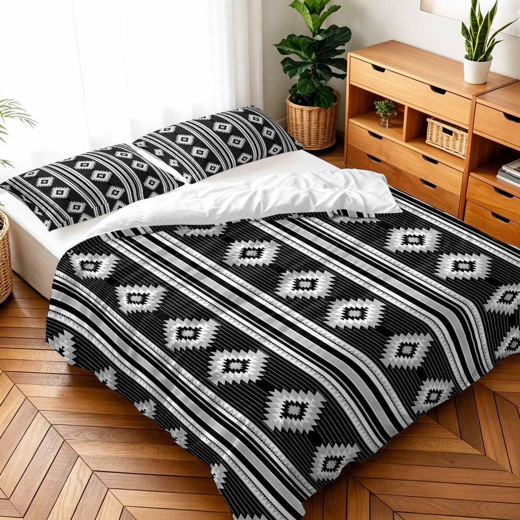 3 Pieces Duvet Cover Queen Bedding Sets Western Ethnic Brown Geometric Luxury Soft