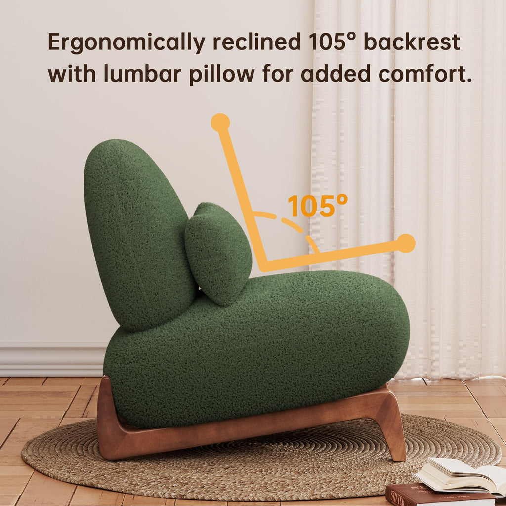 Morden Fort Modern Cloud Sofa Couch - 3 Seater Sherpa Boucle Sofas with Wood Legs