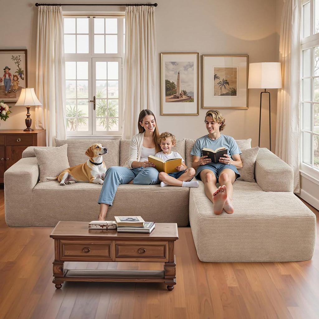 106" Cloud Sectional Couch with Chaise Lounge