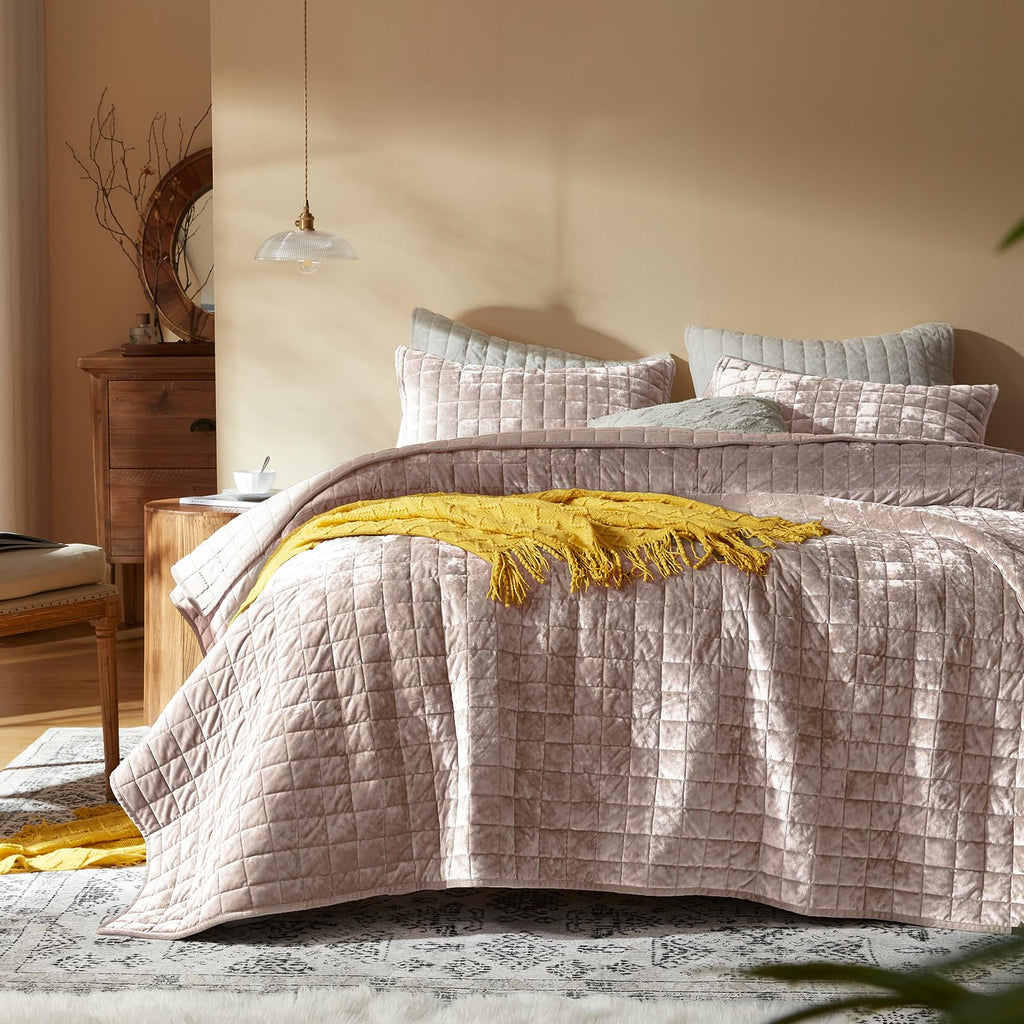 LEAONME Velvet Quilt King Size-98''x106''