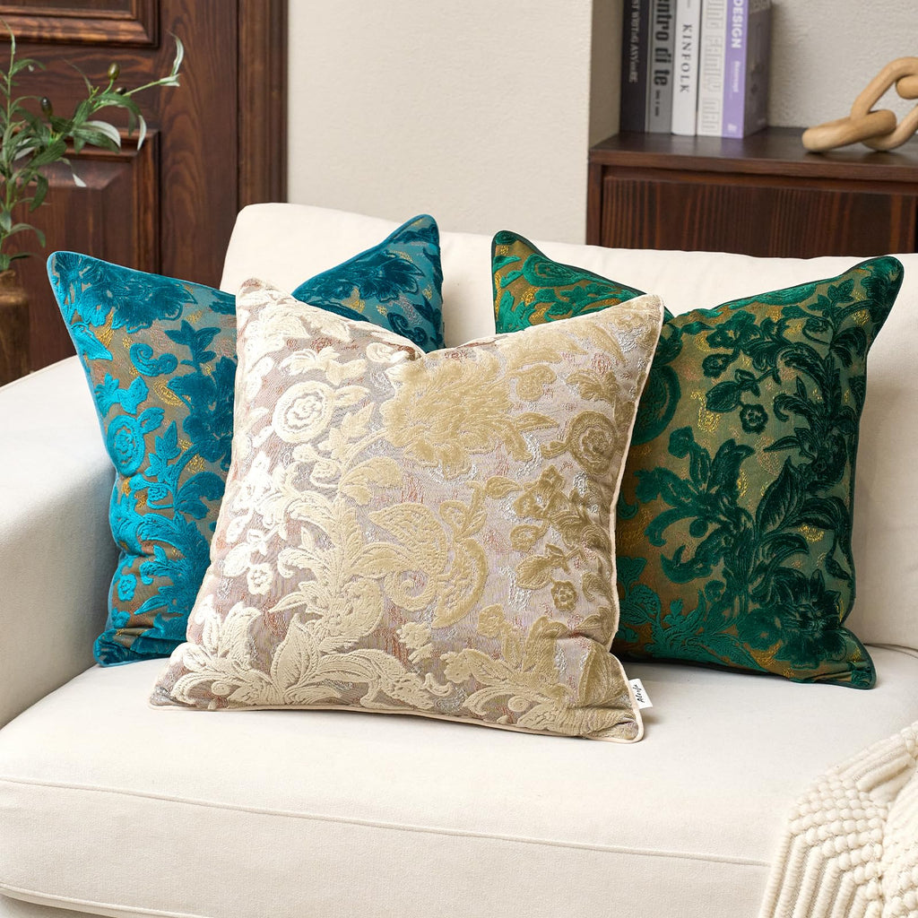 Vintage Floral Cut-Velvet Pillow Cover