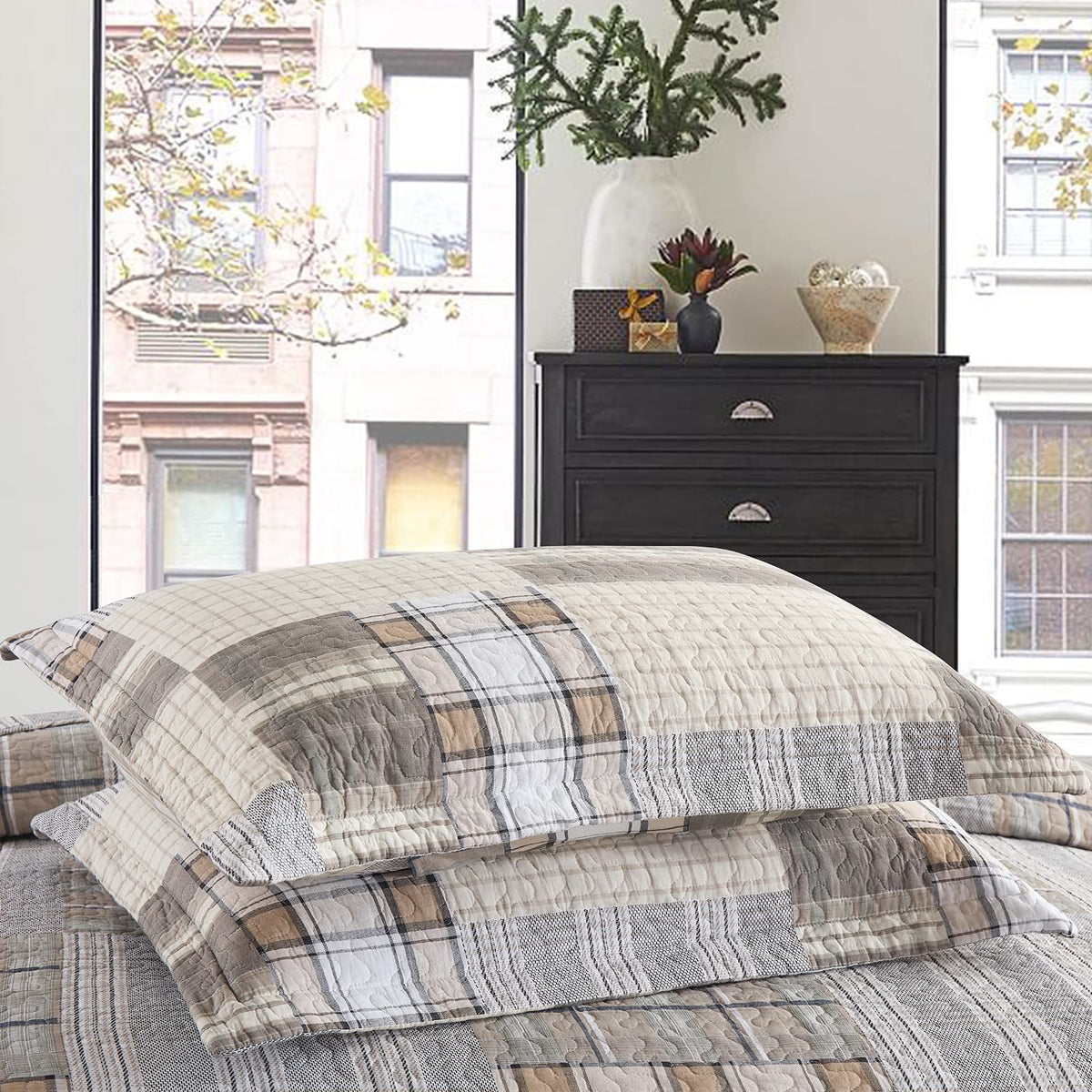 PANGUSHAN 100% Cotton Quilt Set Queen Size