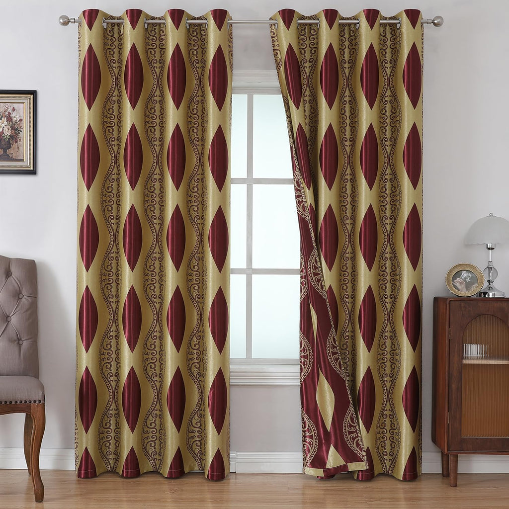 Wave Jacquard Grommet Curtains, Set of Two