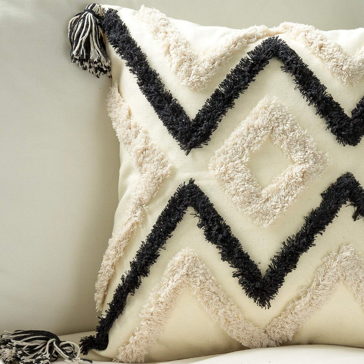 Woven Tufted Boho Throw Pillow Cover