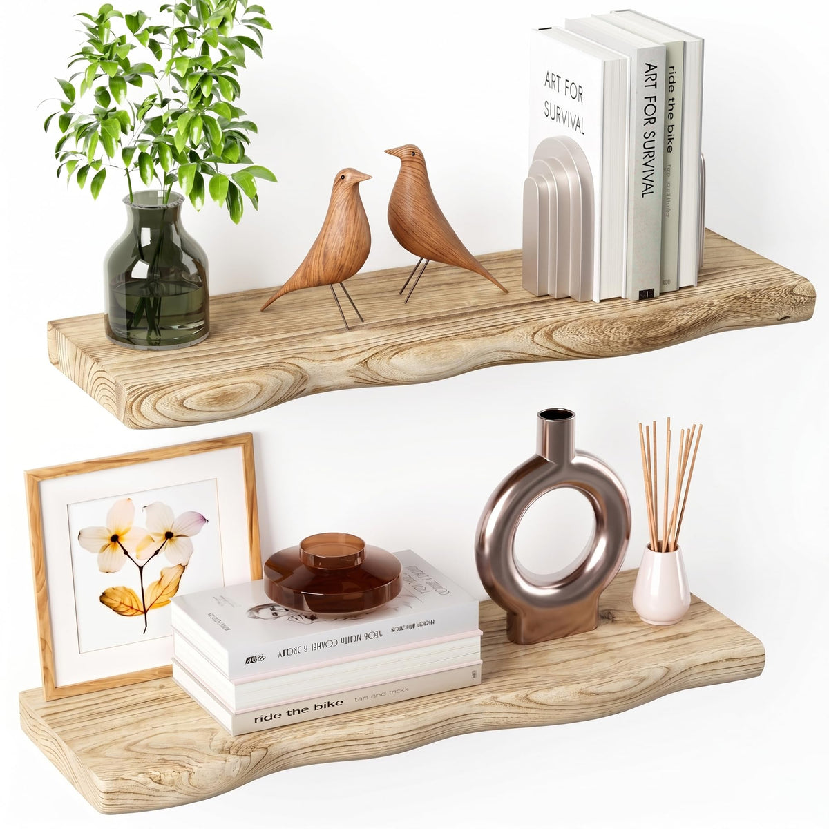 Organic Wavy Floating Shelves with Hidden Brackets